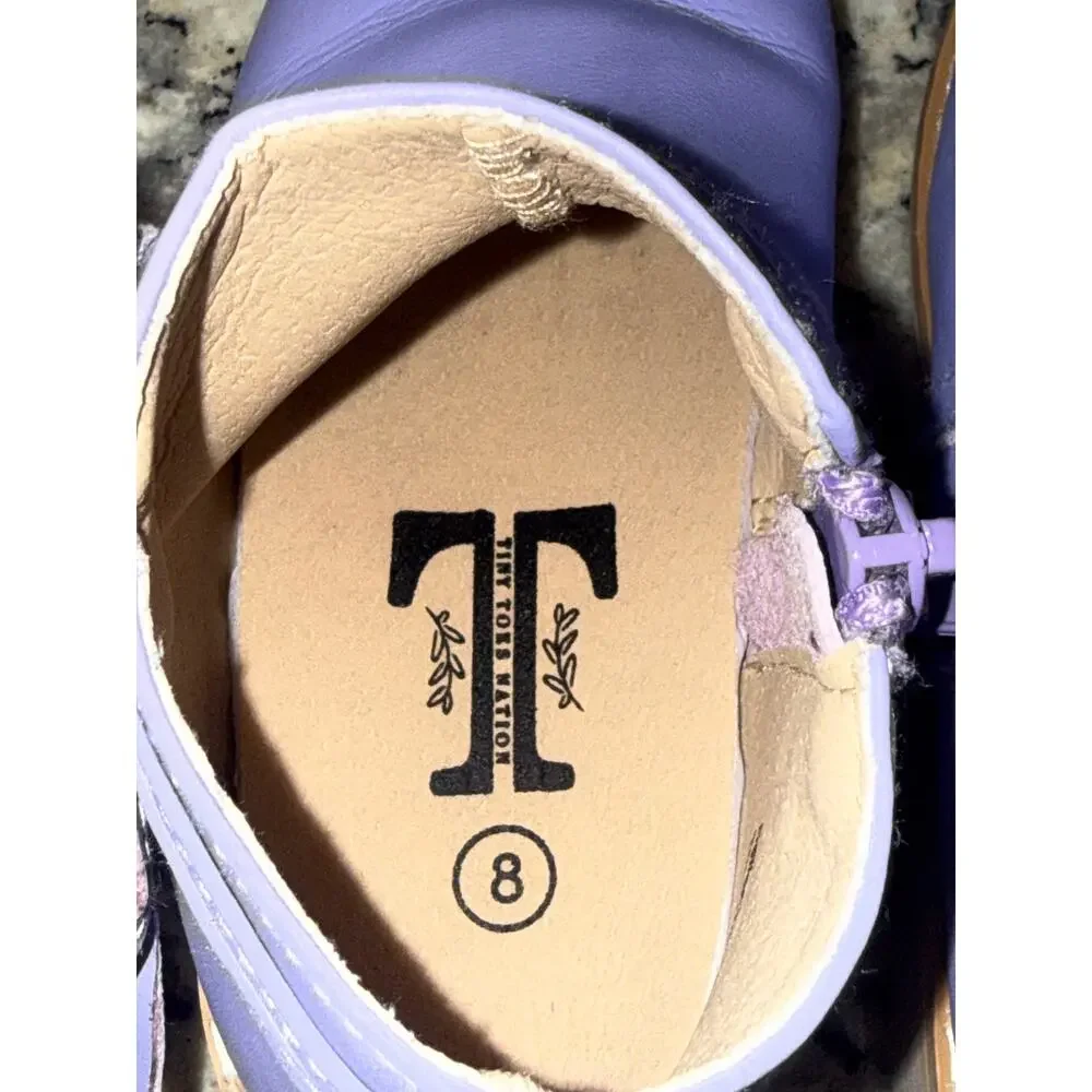 Tiny Toes Nation Lilac Hollyn Bow Ankle Boots Girls Size 8